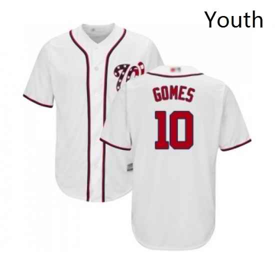Youth Washington Nationals 10 Yan Gomes Replica White Home Cool Base Baseball Jersey